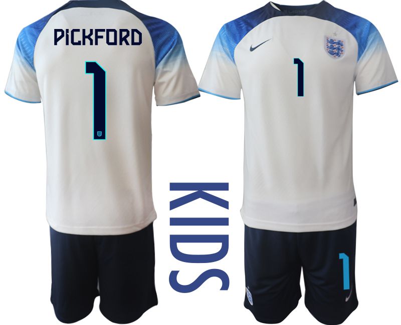 Youth 2022 World Cup National Team England home white #1 Soccer Jersey->youth soccer jersey->Youth Jersey